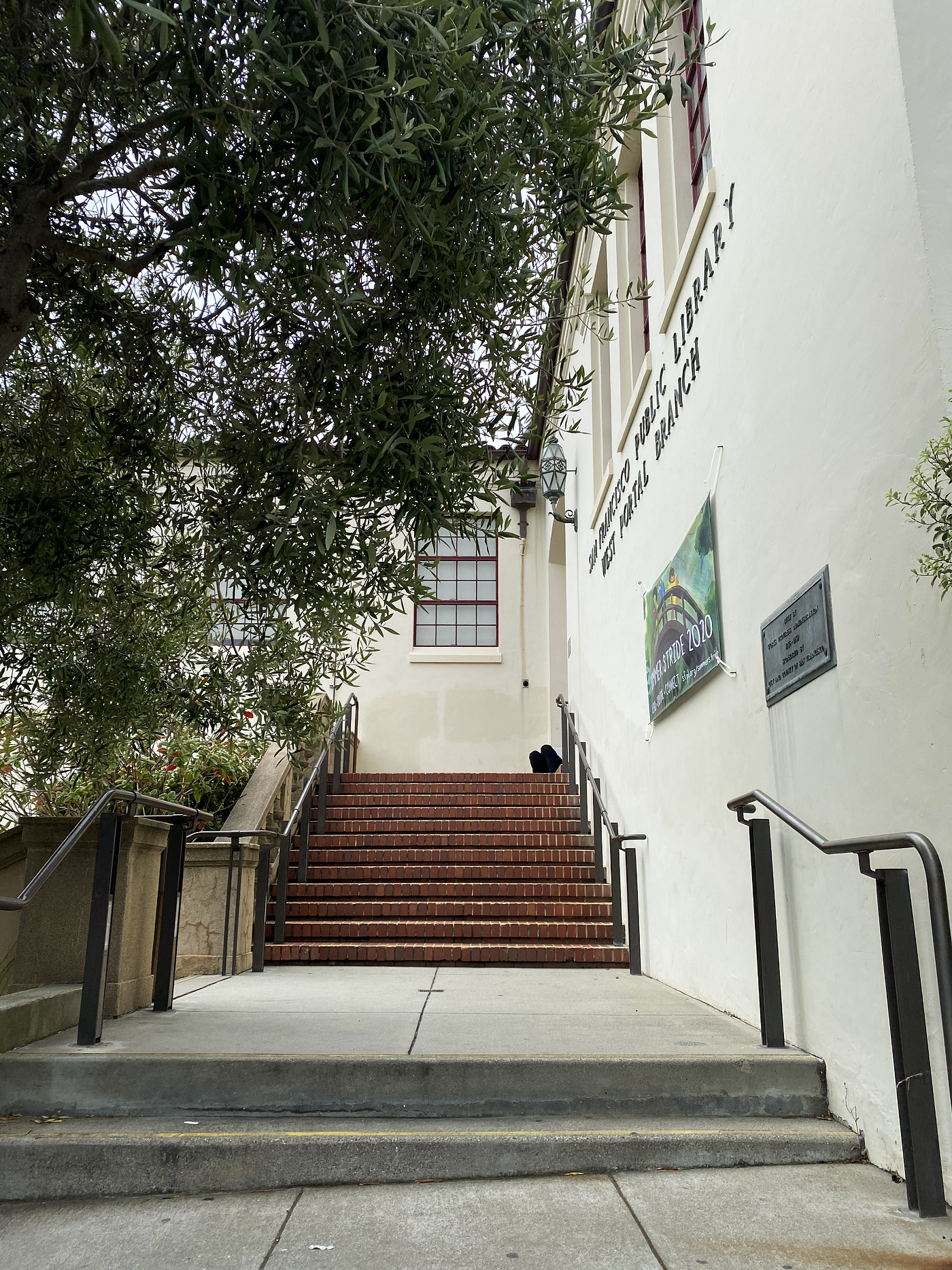 A view of the red stairs.