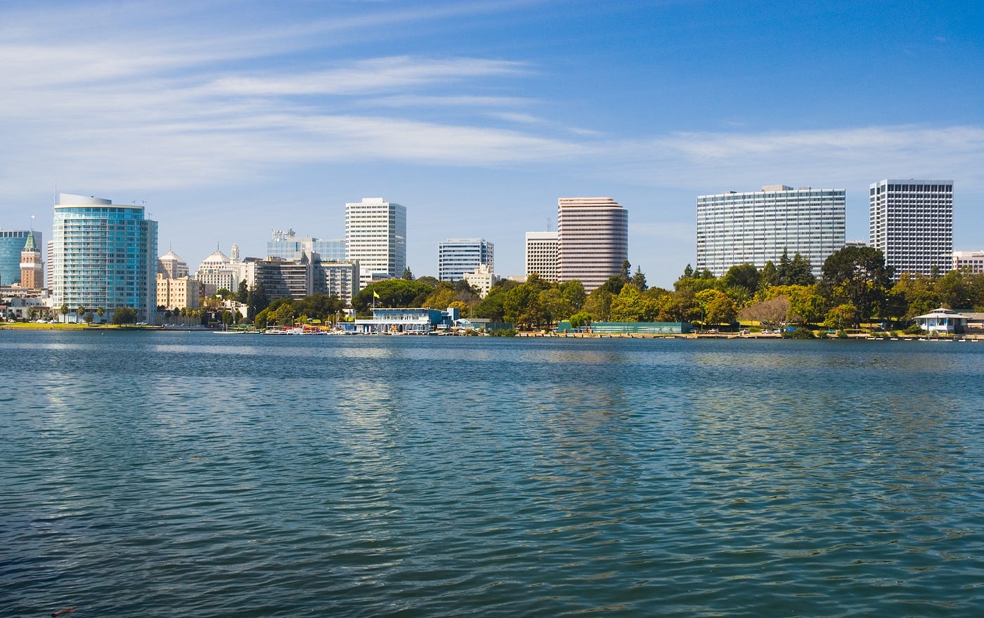 Lake Merritt with Oakland skyline.
