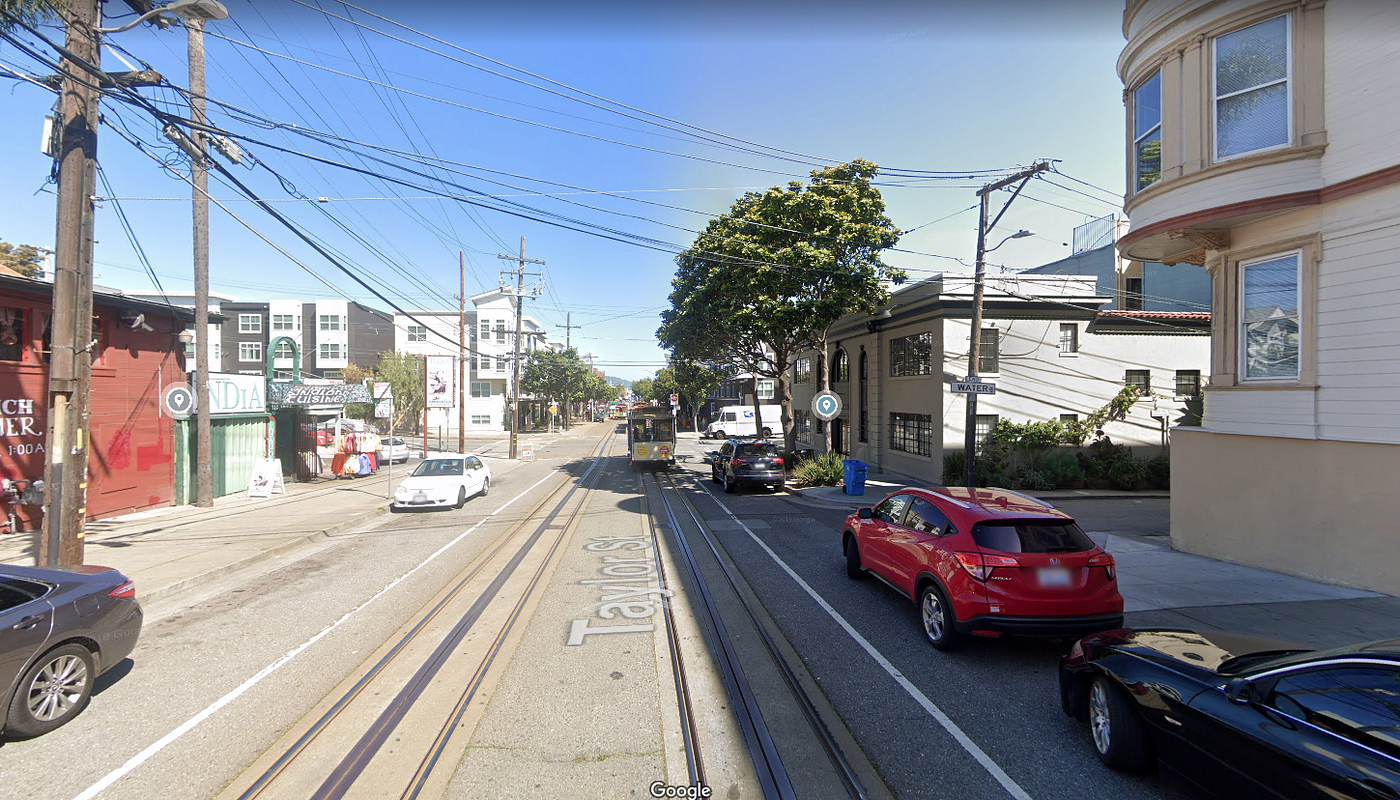 The same intersection. The apartment building on the right side of the picture is the most recognizable landmark between this and the 1978 photo.
