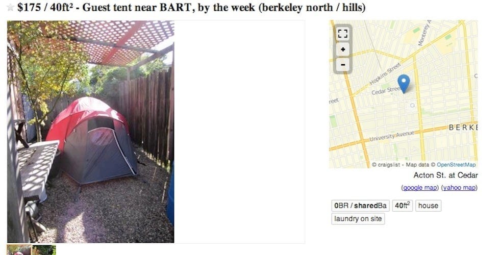 Renting a Tent in the Bay Area Now $700/Month — The Bold Italic — San Francisco