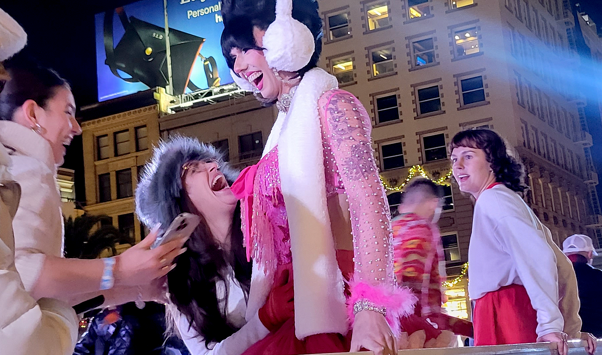 Drag queens sparkle on ice skates in Union Square