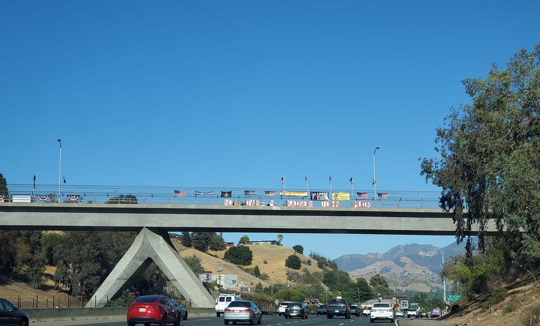 Anti-vaxxers Take Over Bay Area Overpass