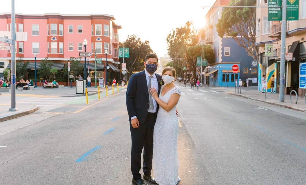 This San Francisco Bride’s Mask Was Made From the Remnants of Her Wedding Dress