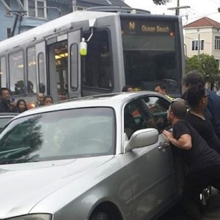 Image of: Car Blocking Muni Moved by Riders — The Bold Italic — San Francisco