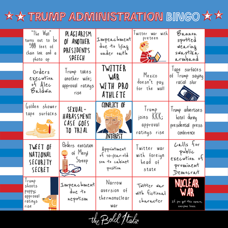 Image of: The Trump Administration Bingo Card