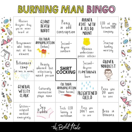 Image of: The Burning Man Bingo Card