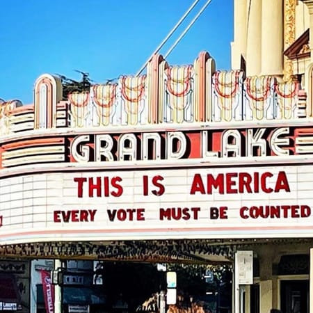 Image of: Oakland’s Grand Lake Theatre Displays Same Message on Marquee as 20 Years Ago
